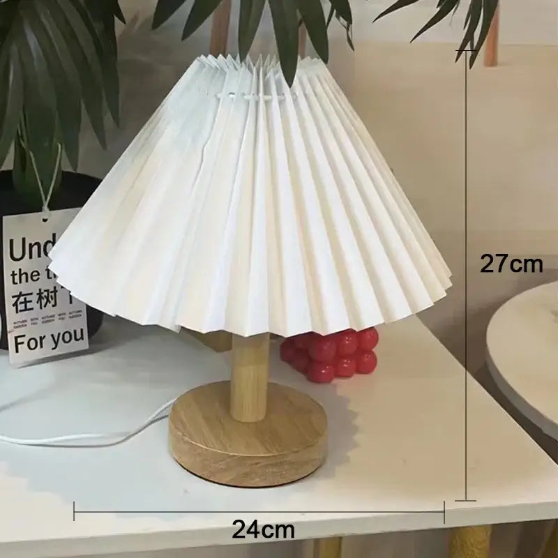 Retro pleated off-white table lamp set of 2 bedroom led light