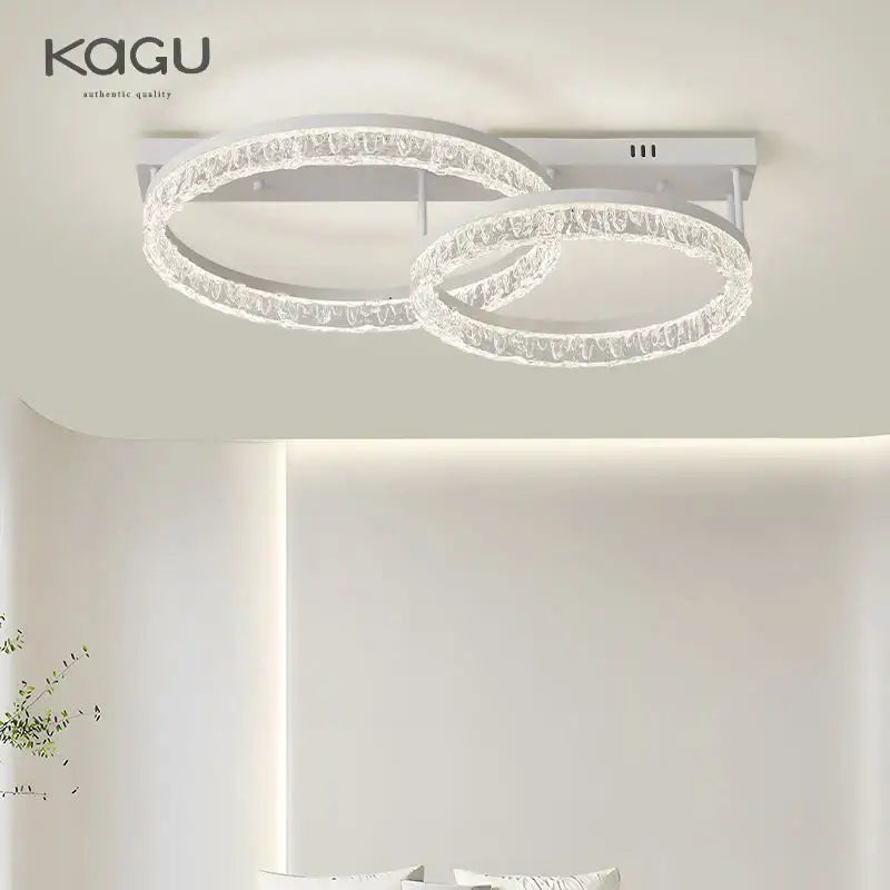 Modern white crystal led ring chandelier living room light