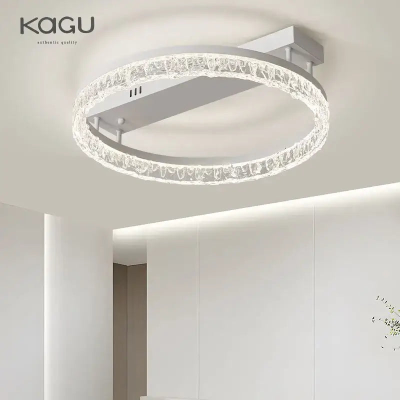 Modern white crystal led ring chandelier living room light