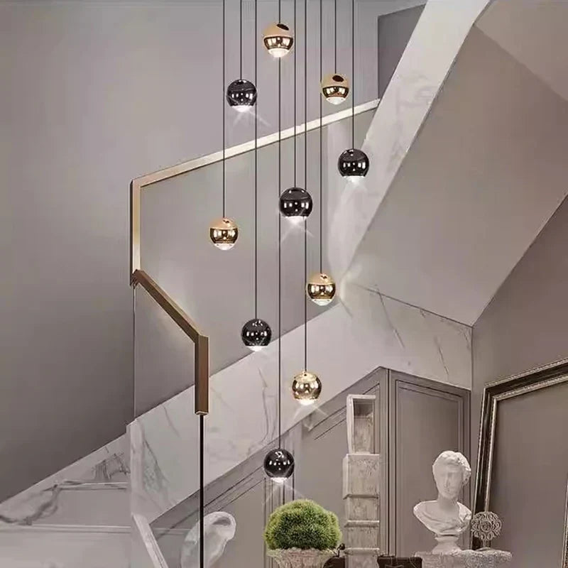 Modern black & gold globe chandelier dining room multiple heads size