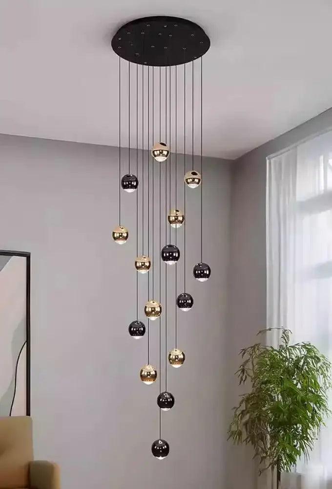 Modern black & gold globe chandelier dining room multiple heads size