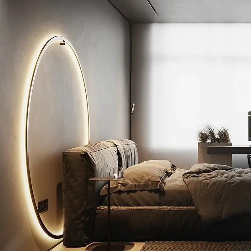 Modern oval led ring wall lamp bedroom mirror sconce