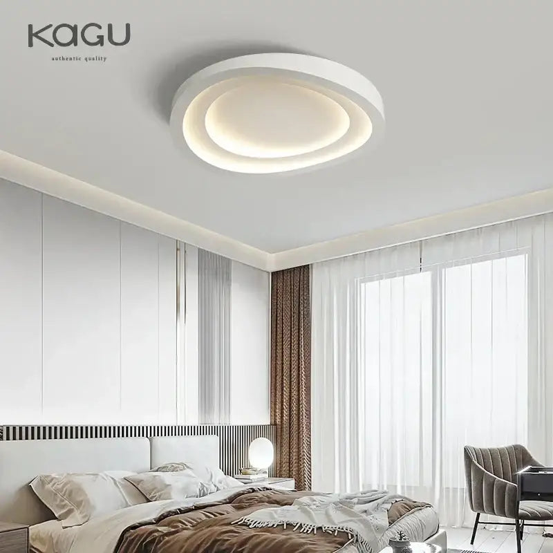 Modern white oval led round ceiling lamp living room remote dimming
