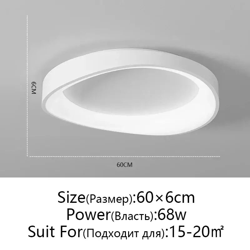 Modern white oval led round ceiling lamp living room remote dimming