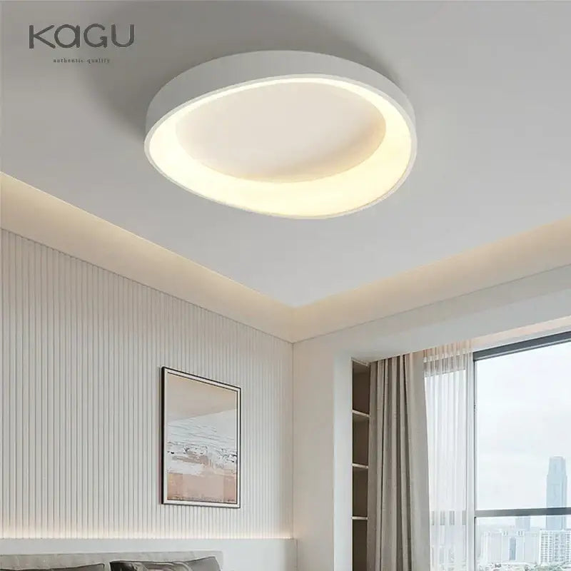 Modern white oval led round ceiling lamp living room remote dimming