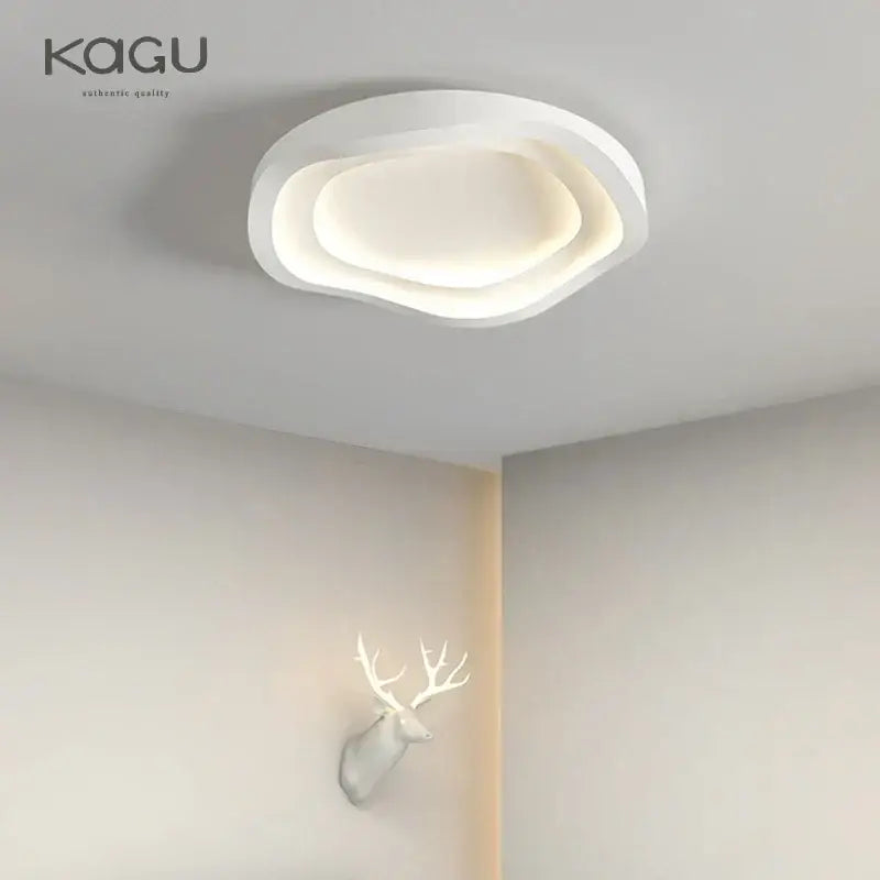 Modern white oval led round ceiling lamp living room remote dimming