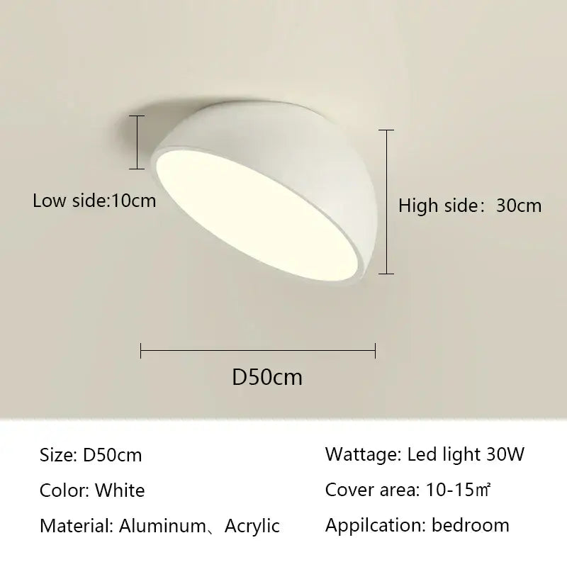 Modern white led semicircular ceiling light bedroom fixture