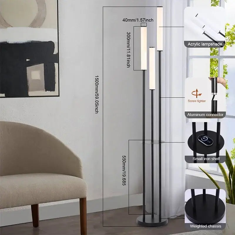 Modern black decorbites led shelf floor lamp for living room