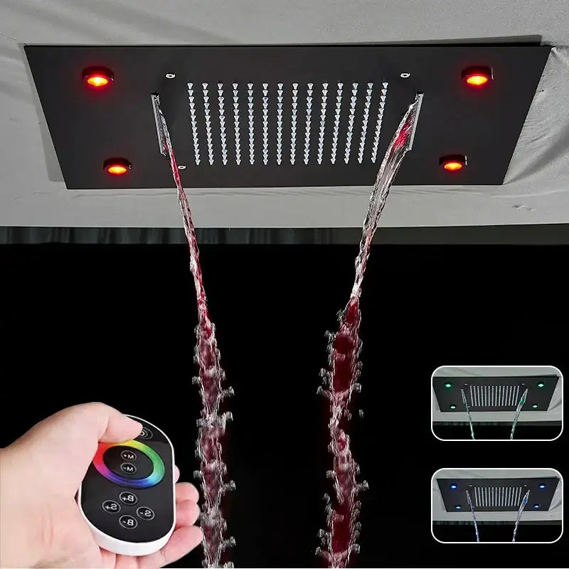 Modern black decorbites led shower faucet set bathroom rainfall head