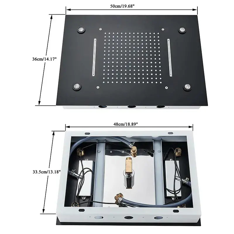 Modern black decorbites led shower faucet set bathroom rainfall head