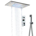 Modern black led shower faucet set bathroom rain waterfall system