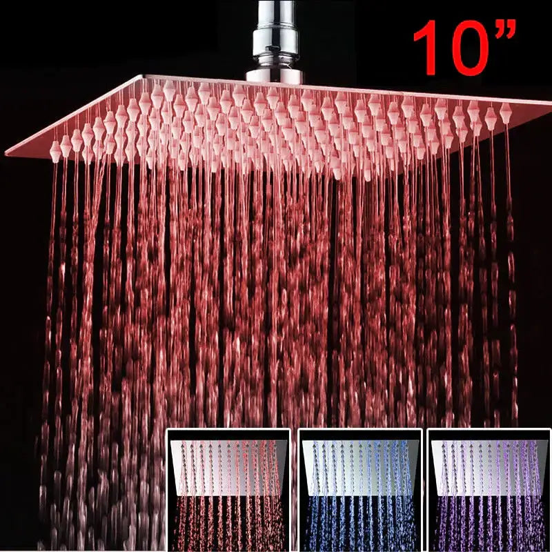 Modern silver led shower head square crystal rain design bathroom