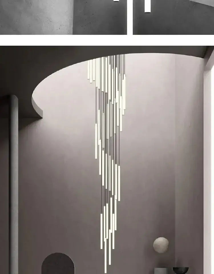 Modern black led spiral ceiling chandelier living room 50 light