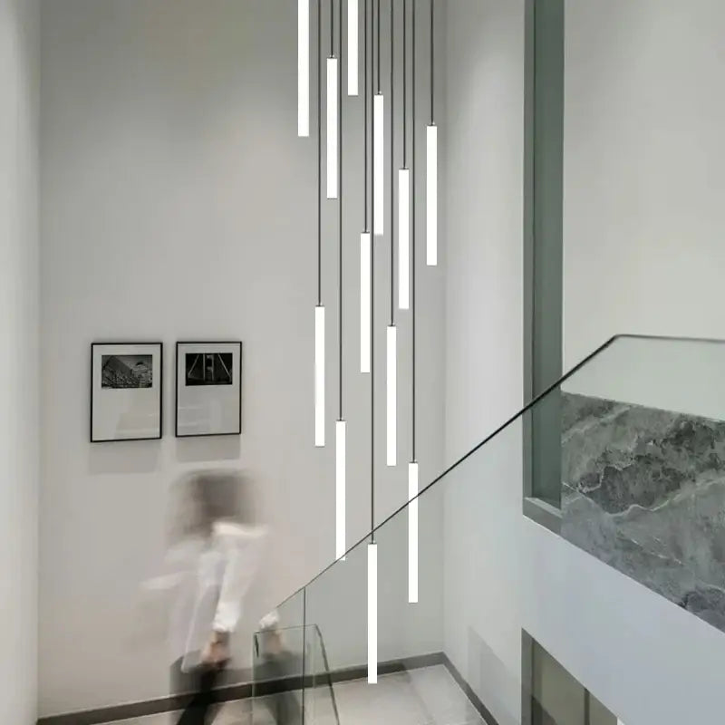 Modern black led spiral ceiling chandelier living room light