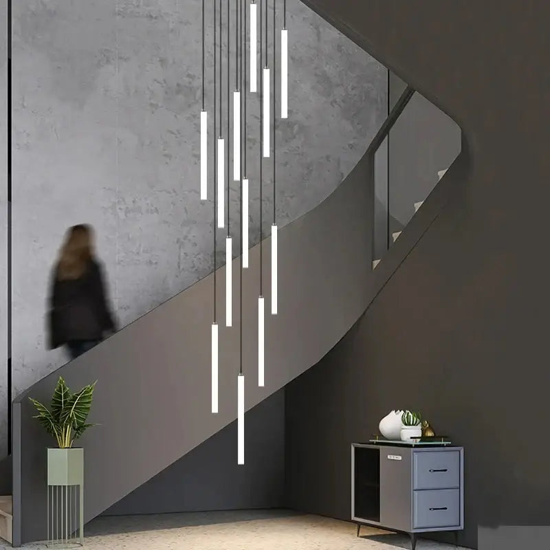 Modern black led spiral ceiling chandelier living room light