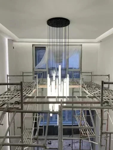 Modern black led spiral staircase chandelier for living room