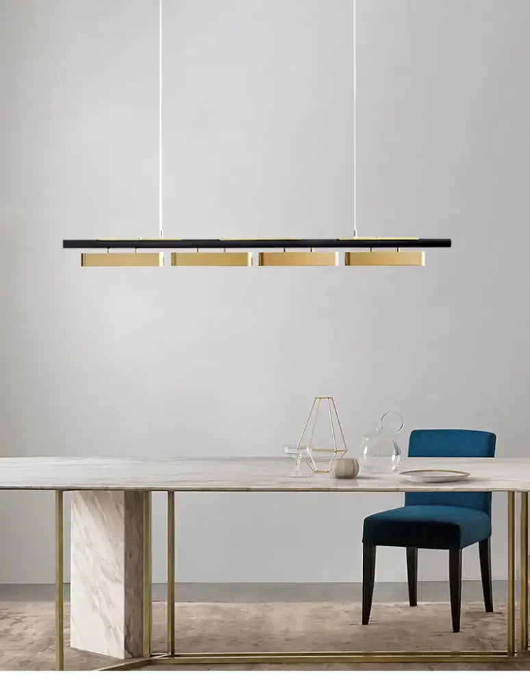 Modern minimalist strip led black and gold pendant lights dining room