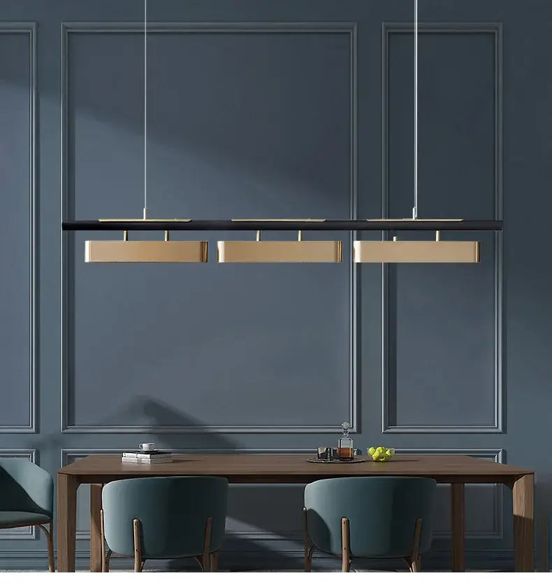 Modern minimalist strip led black and gold pendant lights dining room