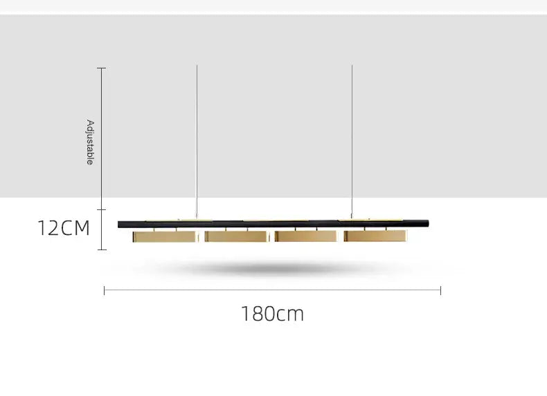 Modern minimalist strip led black and gold pendant lights dining room