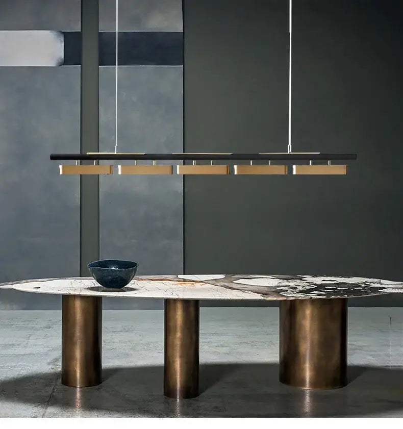 Modern minimalist strip led black and gold pendant lights dining room