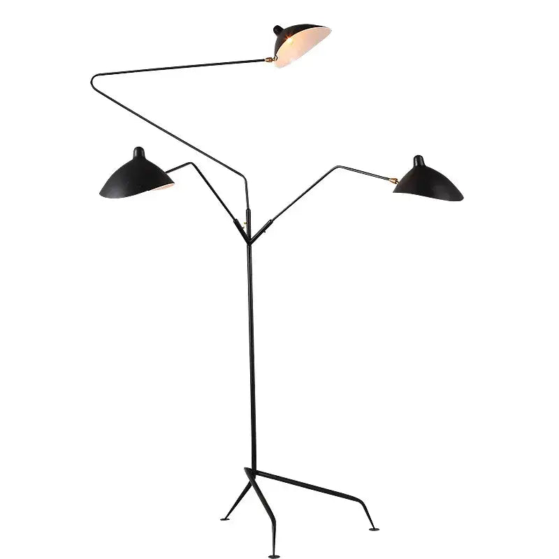 Industrial black metal 3 arm tripod floor lamp living room light