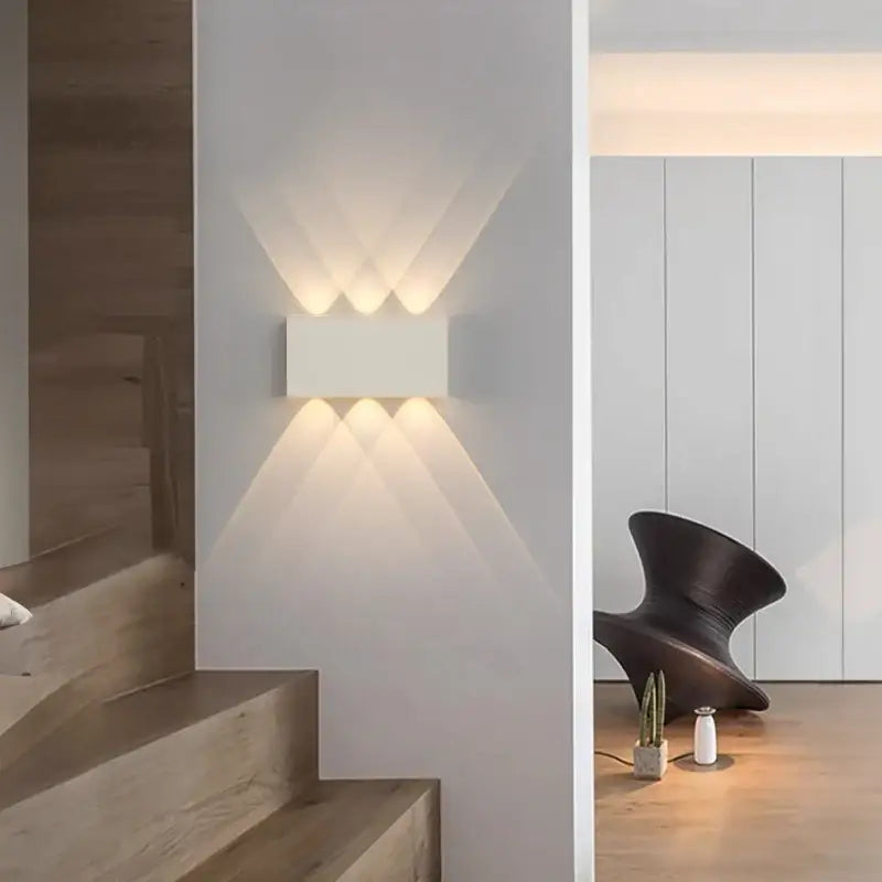 Minimalist wood led wall sconce bedroom dual beam light