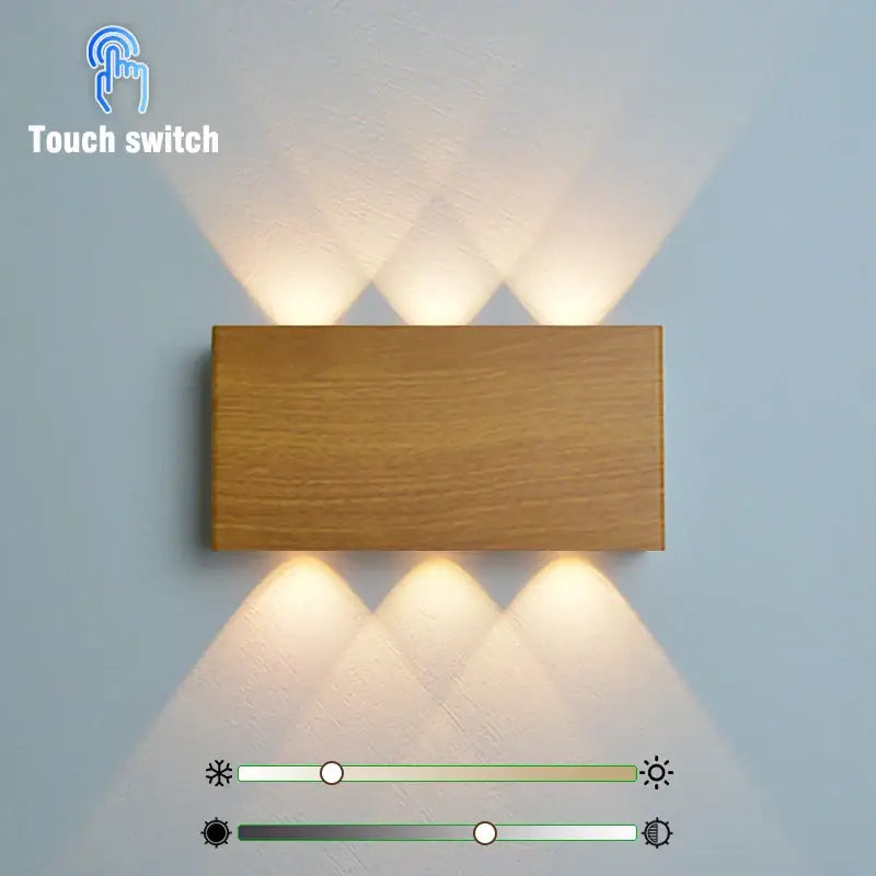 Minimalist wood led wall sconce bedroom dual beam light