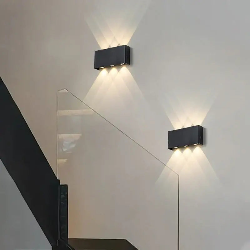 Minimalist wood led wall sconce bedroom dual beam light