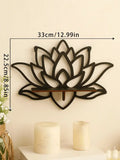 Modern black metal lotus floating wall shelf living room decor