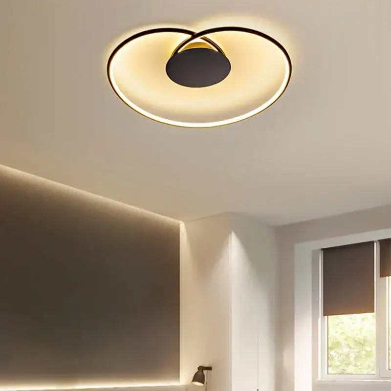 Modern black & gold love shaped ceiling light for bedroom