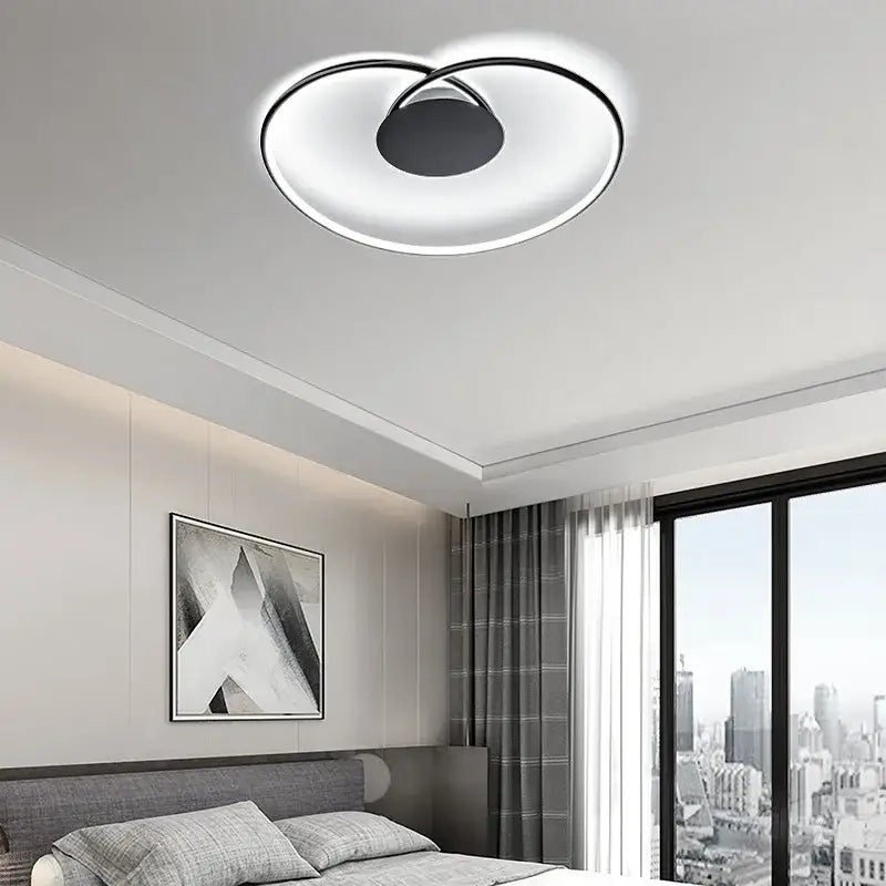 Modern black & gold love shaped ceiling light for bedroom