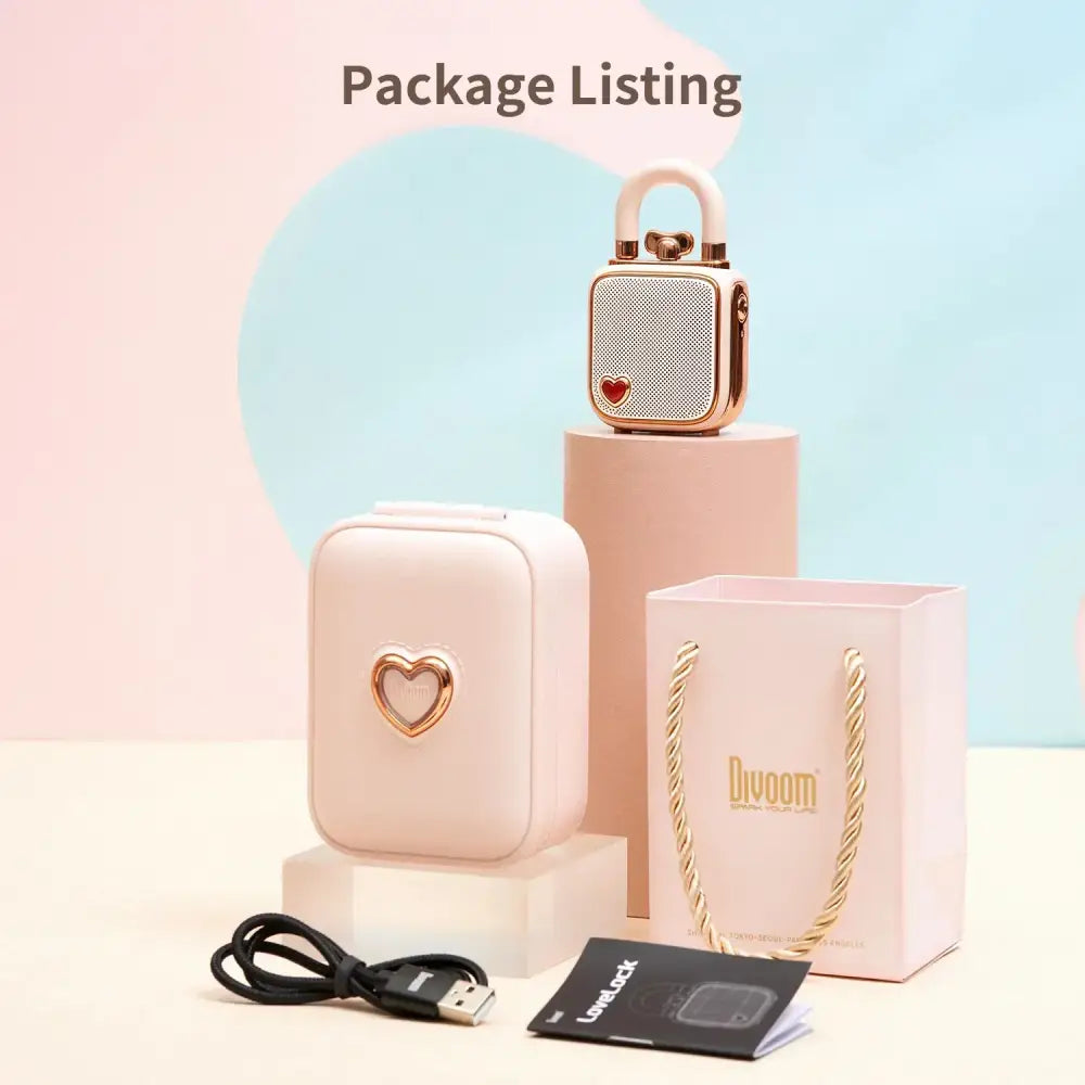 Retro rose gold & white lovelock mini bluetooth speaker bedroom decor