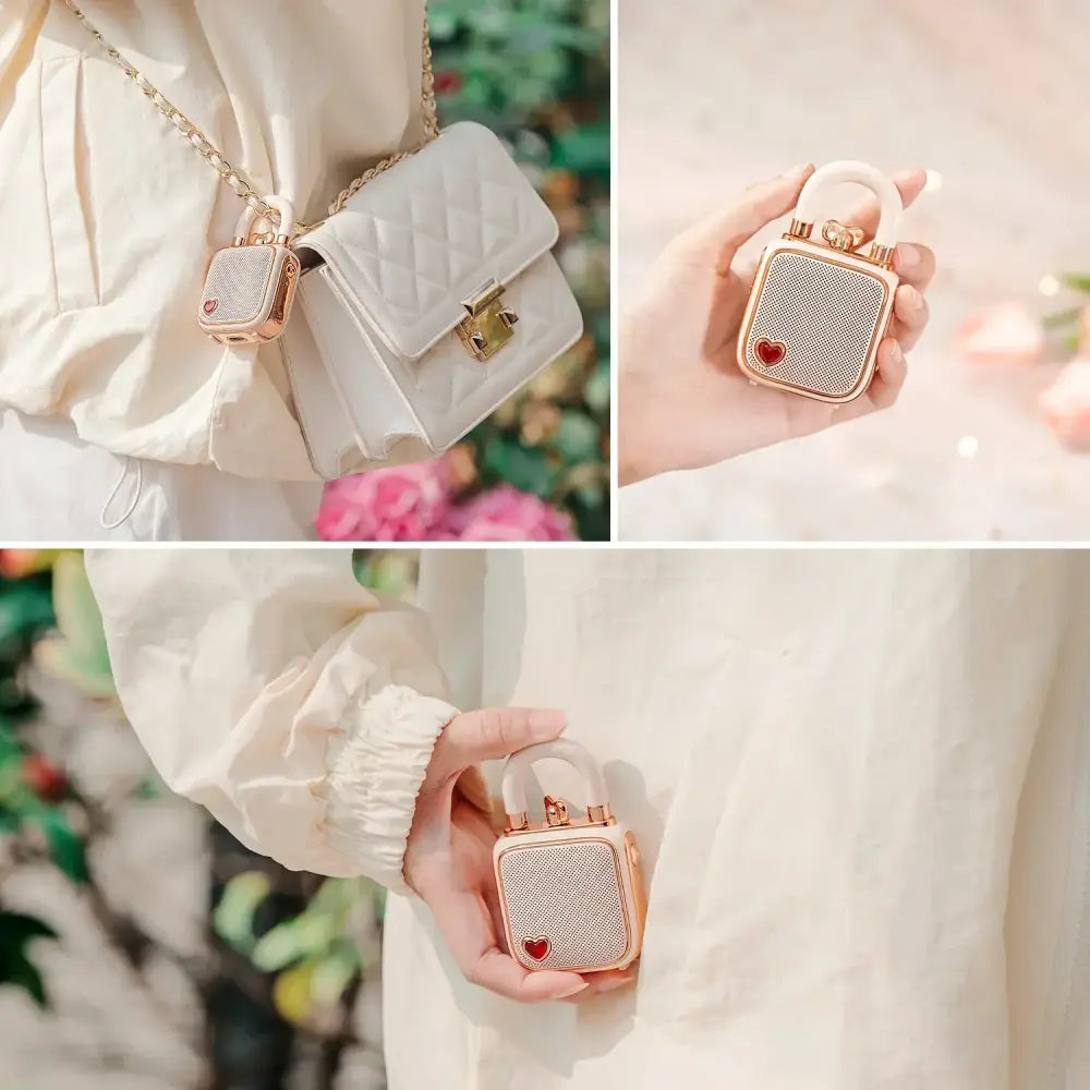 Retro rose gold & white lovelock mini bluetooth speaker bedroom decor