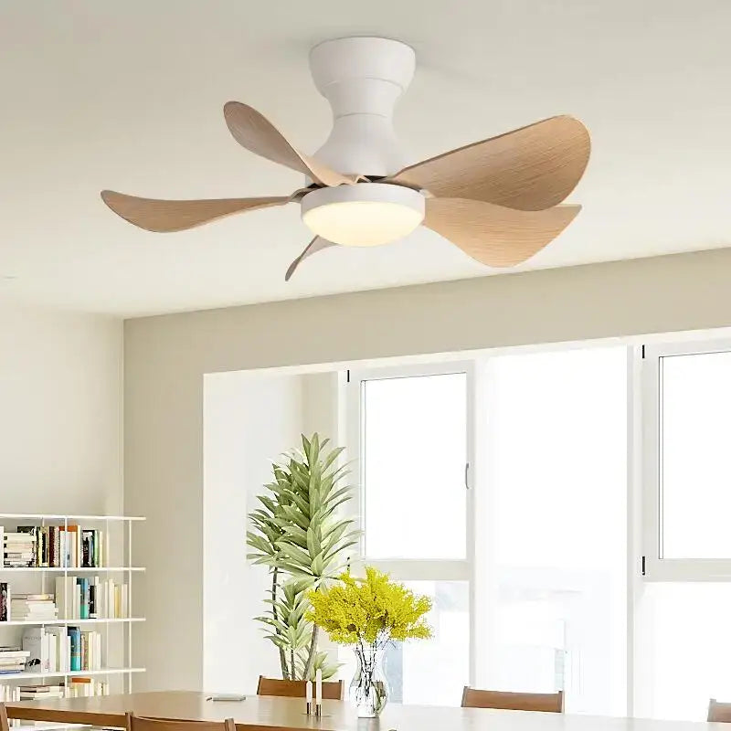 Modern low floor dc motor ceiling fan with light for living room