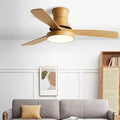 Modern green & wood low profile ceiling fan bedroom light