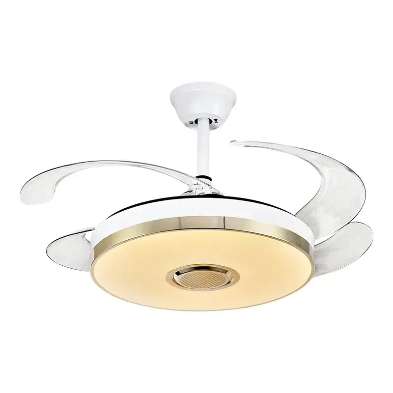 Modern white light ceiling fan with bluetooth speaker bedroom
