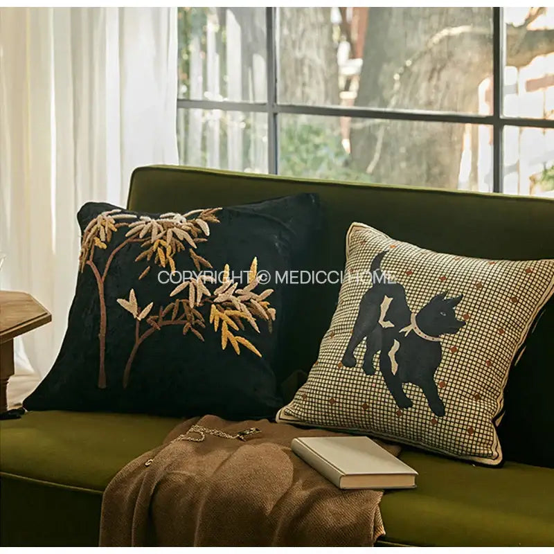 Luxe black & white greyhound decorative pillow cover living room accent