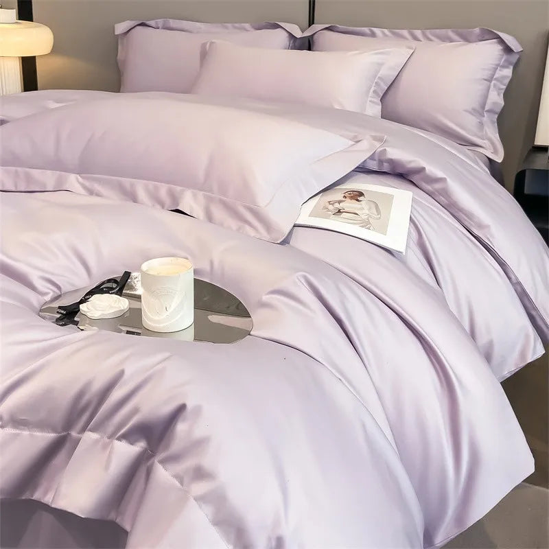 Luxurious gray satin piece duvet cover bedroom bedding set