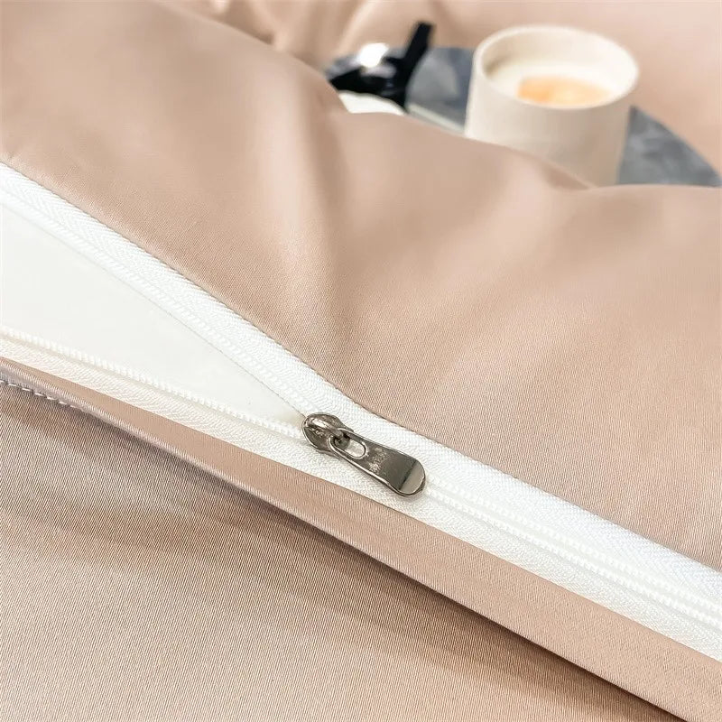 Luxurious gray satin duvet cover set bedroom stitched bedding
