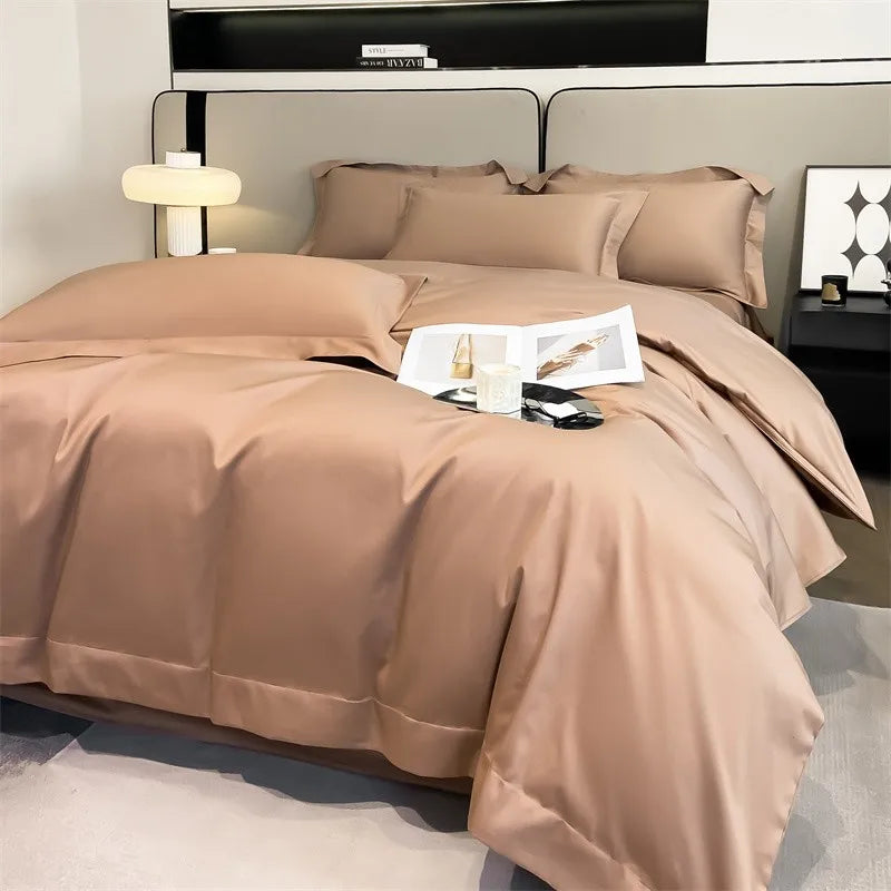 Luxurious white satin egyptian cotton duvet cover bedroom bedding set