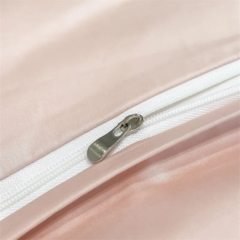 Luxurious light blue satin piece duvet cover set bedroom bedding