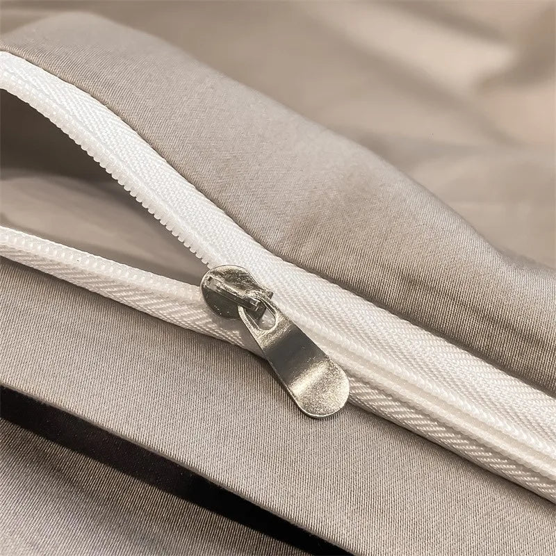 Luxurious taupe satin piece duvet cover set bedroom bedding