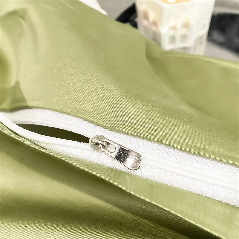 Luxurious taupe satin piece duvet cover set bedroom bedding