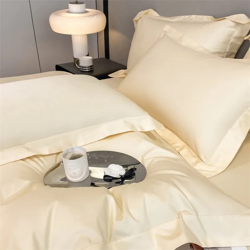 Luxurious white satin egyptian cotton duvet cover bedroom bedding set