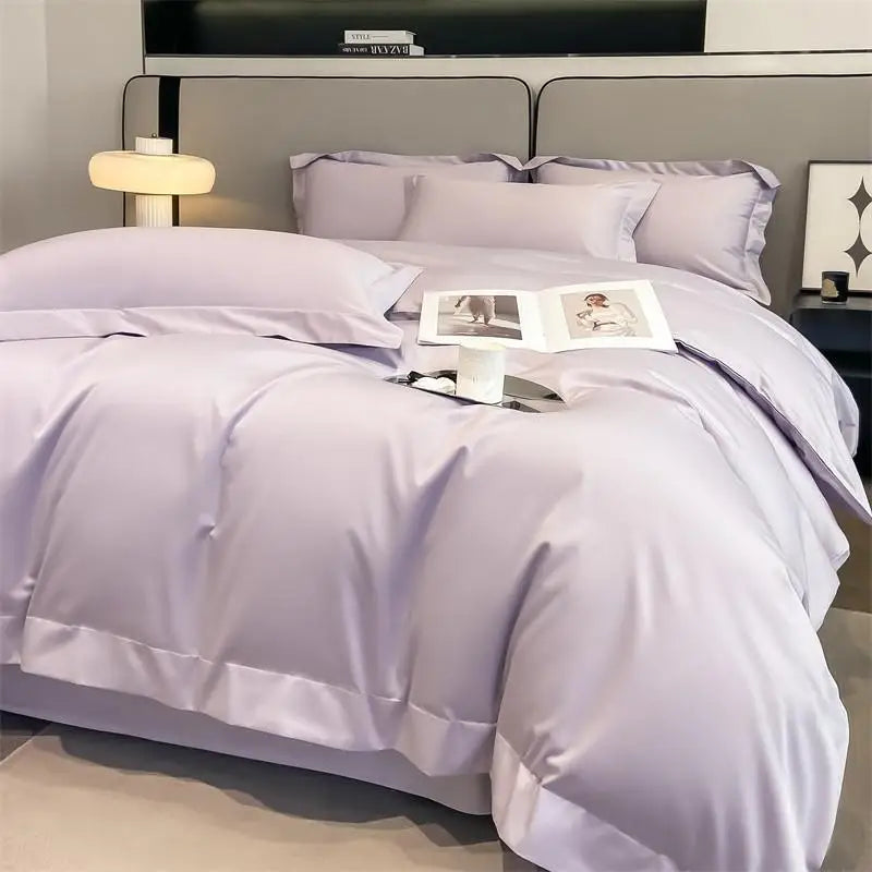Luxurious gray satin piece duvet cover bedroom bedding set