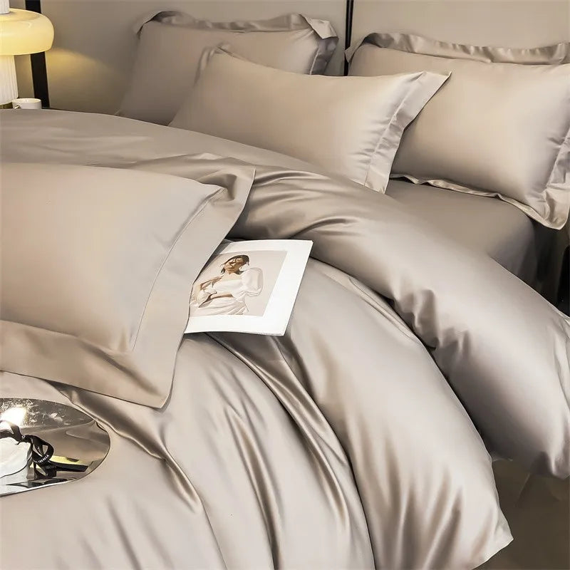 Luxurious gray 1000tc egyptian cotton duvet cover bedroom set