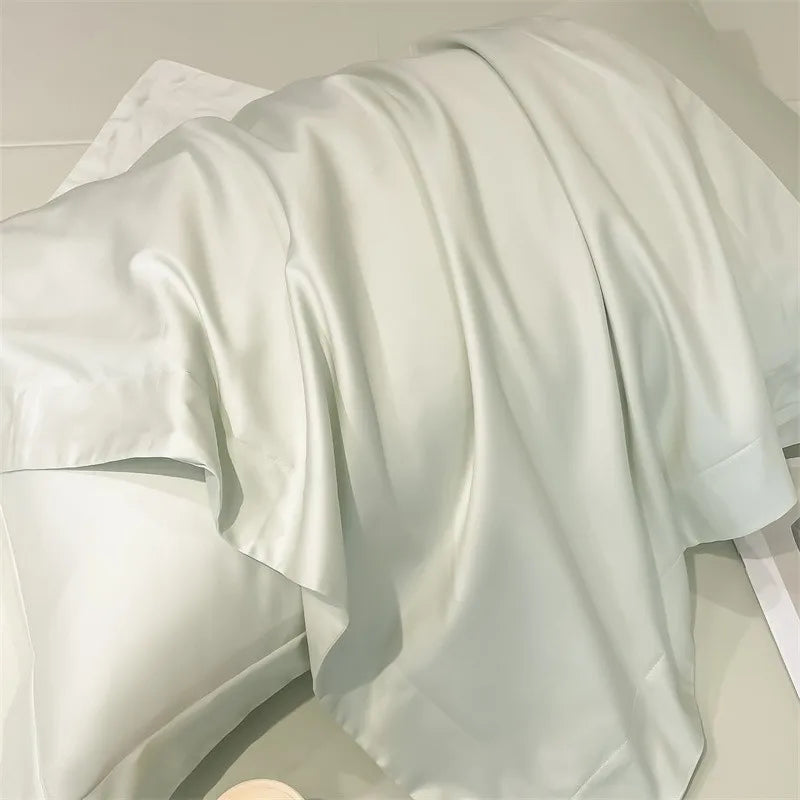 Luxurious beige satin egyptian cotton duvet cover bedroom set