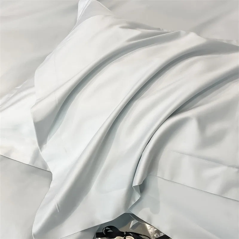 Luxurious white satin egyptian cotton duvet cover bedroom bedding