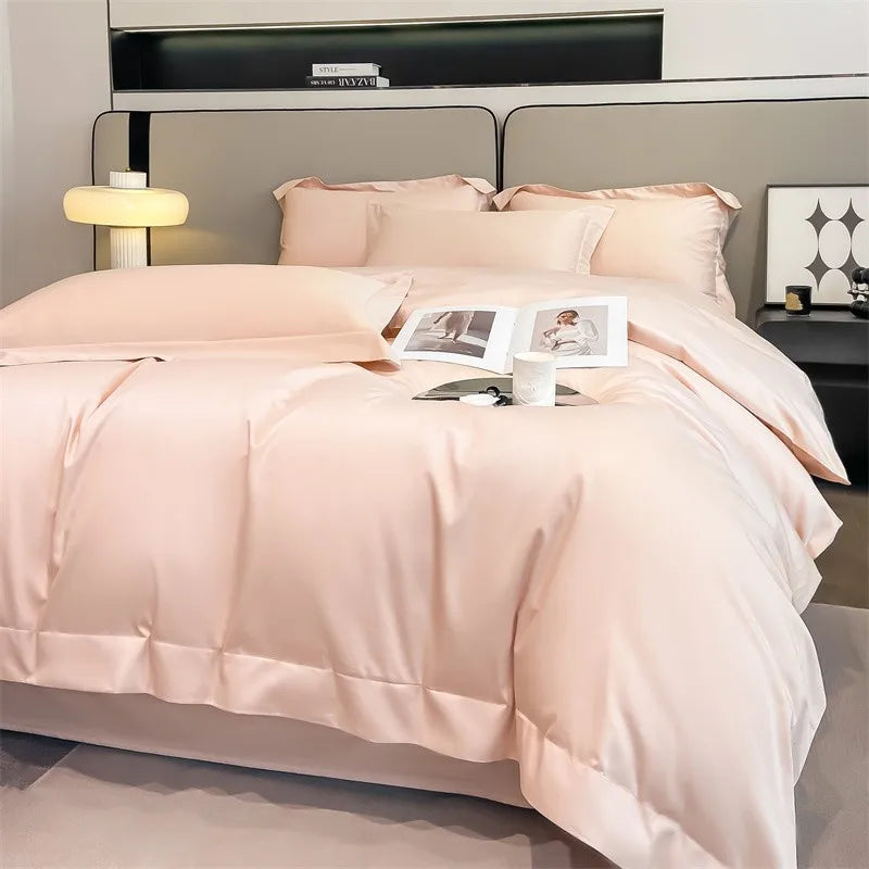 Luxurious taupe satin piece duvet cover set bedroom bedding