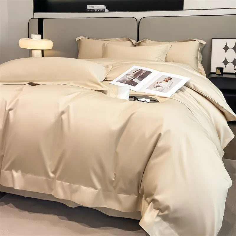 Luxurious light blue satin piece duvet cover set bedroom bedding